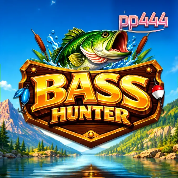 Tampilan visual slot Bass Hunter dengan latar belakang danau yang tenang